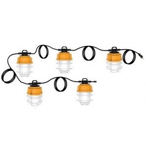 Satco S8976 100 W LED String Light 5000K 5 Interconnected Lamps cord and plug